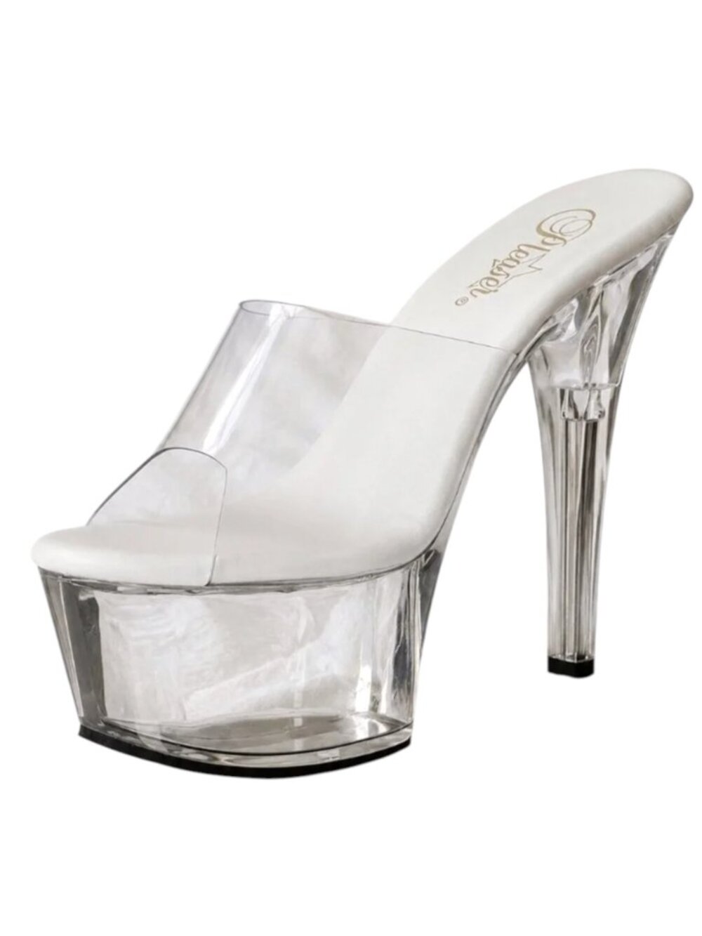NEW PLEASER Aspire-601 Clear White Platform Slide Heels